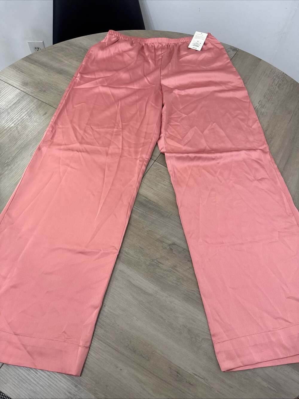 A New Day Satin Wide Leg Pants Size M Pink Pull On